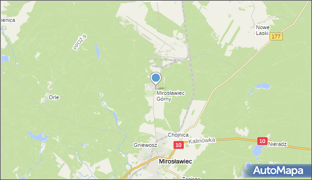 mapa Mirosławiec Górny, Mirosławiec Górny na mapie Targeo